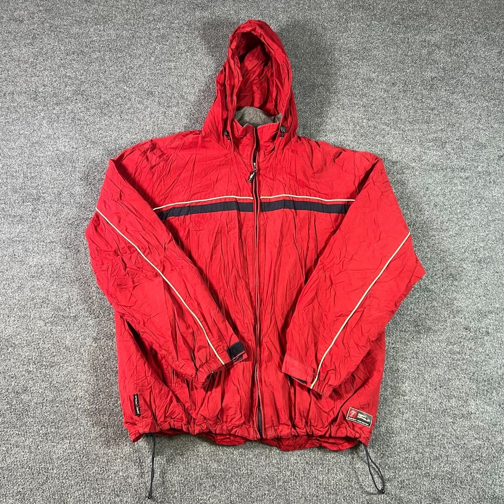 ZeroXposur Windbreaker Jacket Men XL Red Full Zip Hooded Fleece Lined Activewear